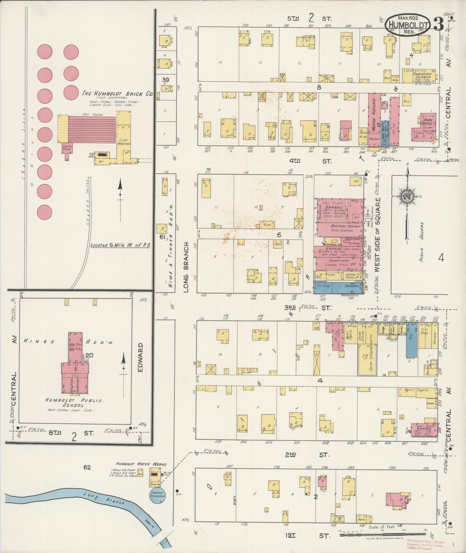 Sanborn Fire Insurance Map from Humboldt, Richardson County, Nebraska (1922), Sheet #0003 - Complete Map Set gallery image, historic Sanborn map, vintage wall art, Nebraska Nebraska