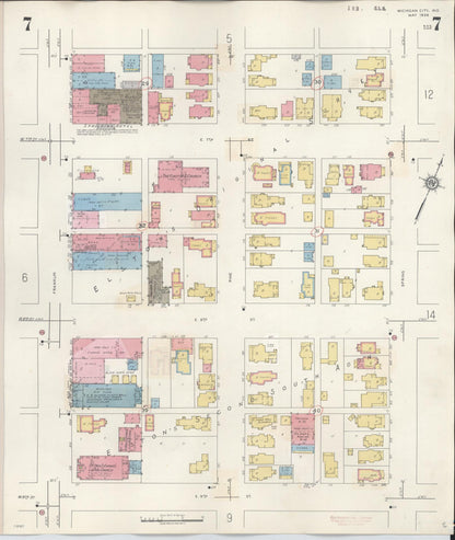 Sanborn Fire Insurance Map from Michigan City, La Porte County, Indiana (1948), Sheet #0007 - Complete Map Set gallery image, historic Sanborn map, vintage wall art, Indiana Indiana