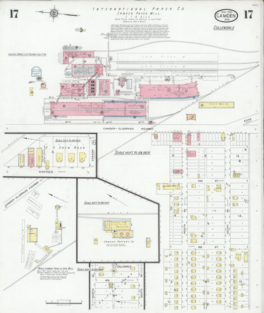 Sanborn Fire Insurance Map from Camden, Ouachita County, Arkansas (1930), Sheet #0017 - Historic Sanborn Fire Insurance Map Print, vintage old map wall art, antique decor, genealogy gift, Arkansas Arkansas map