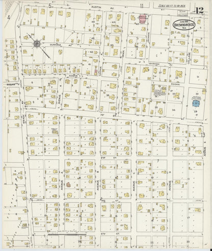 Sanborn Fire Insurance Map from Brownwood, Brown County, Texas (1915), Sheet #0012 - Complete Map Set gallery image, historic Sanborn map, vintage wall art, Texas Texas