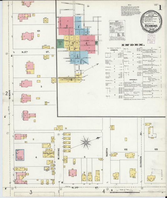 Sanborn Fire Insurance Map from Richmond, Madison County, Kentucky (1901), Sheet #0001 - Complete Map Set gallery image, historic Sanborn map, vintage wall art, Kentucky Kentucky