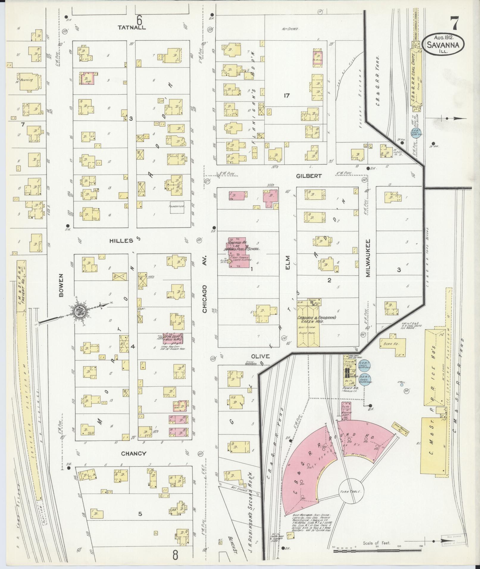 Sanborn Fire Insurance Map from Savanna, Carroll County, Illinois (1912), Sheet #0007 - Complete Map Set gallery image, historic Sanborn map, vintage wall art, Illinois Illinois