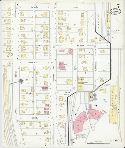 Sanborn Fire Insurance Map from Savanna, Carroll County, Illinois (1912), Sheet #0007 - Complete Map Set gallery image, historic Sanborn map, vintage wall art, Illinois Illinois