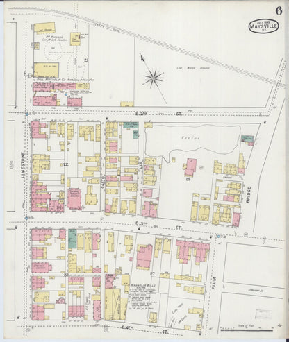 Sanborn Fire Insurance Map from Maysville, Mason County, Kentucky (1895), Sheet #0006 - Complete Map Set gallery image, historic Sanborn map, vintage wall art, Kentucky Kentucky