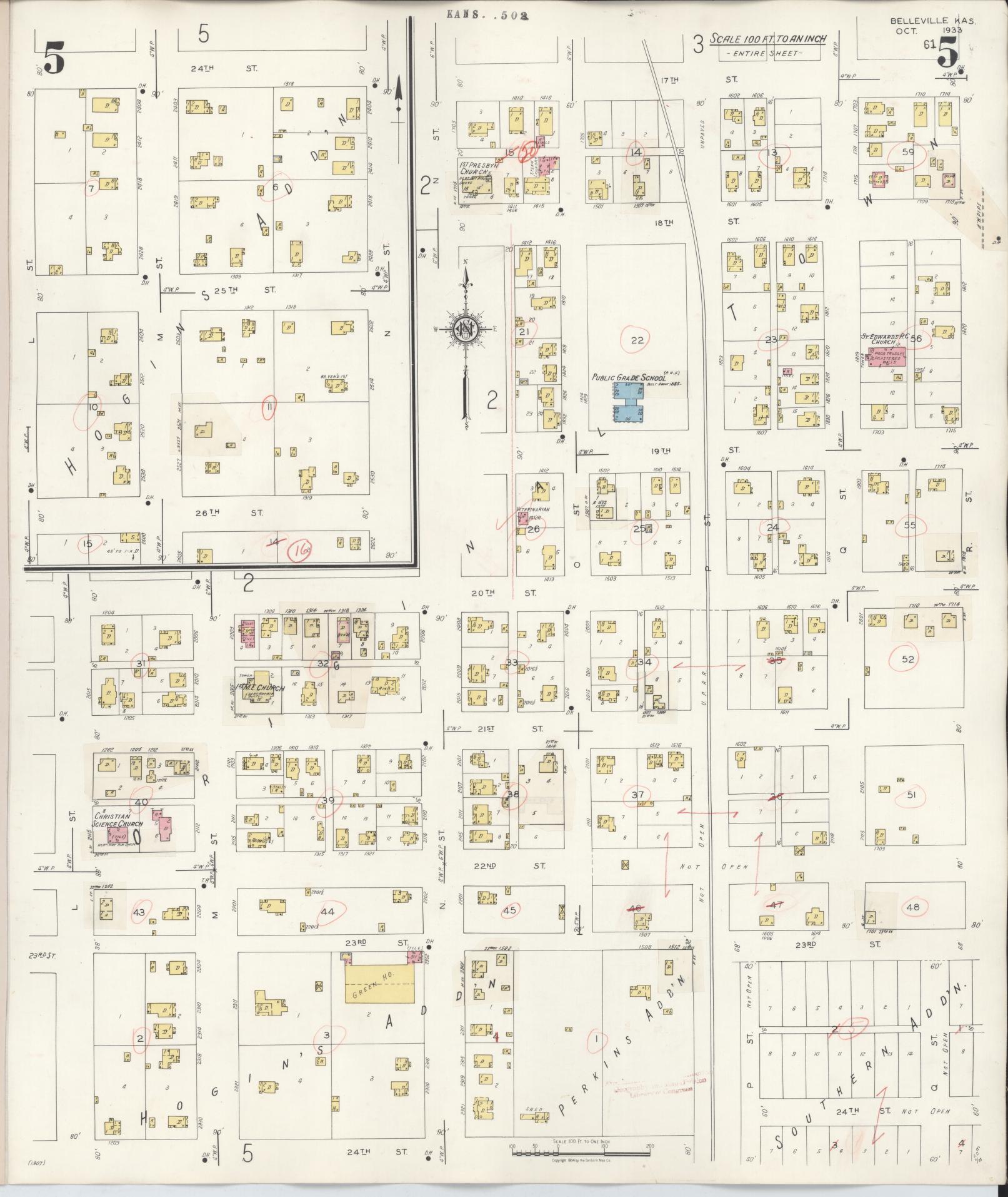 Sanborn Fire Insurance Map from Belleville, Republic County, Kansas (1943), Sheet #0005 - Complete Map Set gallery image, historic Sanborn map, vintage wall art, Kansas Kansas