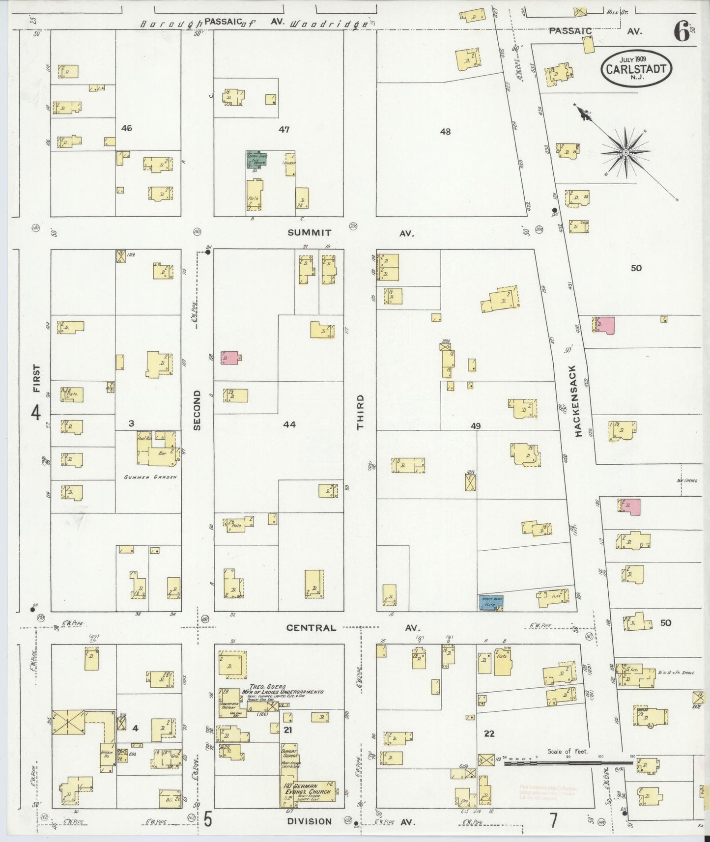 Sanborn Fire Insurance Map from Carlstadt, Bergen County, New Jersey (1909), Sheet #0006 - Complete Map Set gallery image, historic Sanborn map, vintage wall art, New Jersey New Jersey