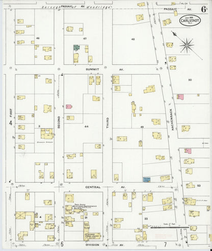 Sanborn Fire Insurance Map from Carlstadt, Bergen County, New Jersey (1909), Sheet #0006 - Complete Map Set gallery image, historic Sanborn map, vintage wall art, New Jersey New Jersey