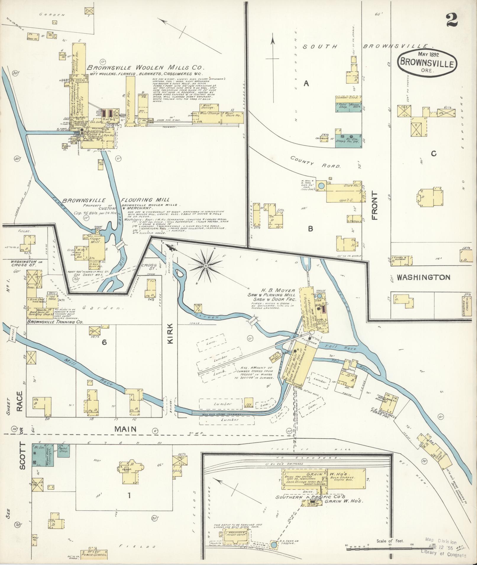 Sanborn Fire Insurance Map from Brownsville, Linn County, Oregon (1892), Sheet #0002 - Complete Map Set gallery image, historic Sanborn map, vintage wall art, Oregon Oregon