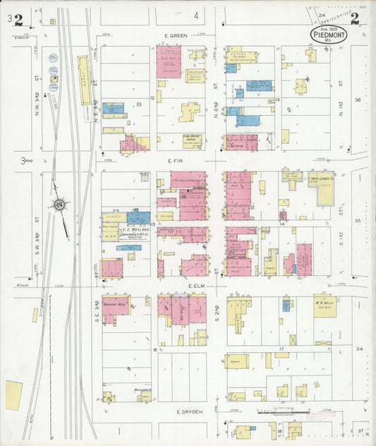 Sanborn Fire Insurance Map from Piedmont, Wayne County, Missouri (1929), Sheet #0002 - Historic Sanborn Fire Insurance Map Print, vintage old map wall art, antique decor, genealogy gift, Missouri Missouri map
