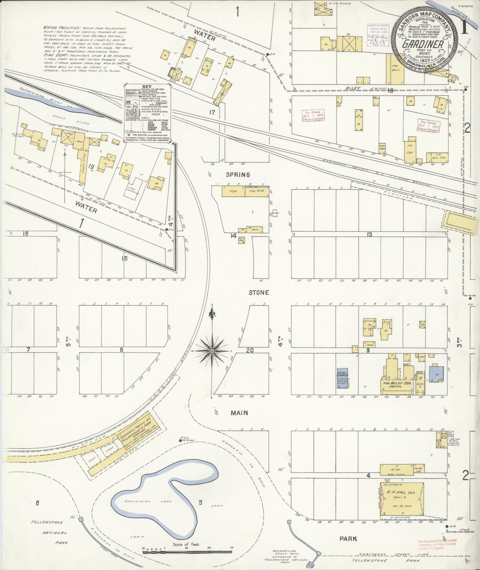 Sanborn Fire Insurance Map from Gardiner, Park County, Montana. (1907) – Historic Sanborn Fire Insurance Map Print
