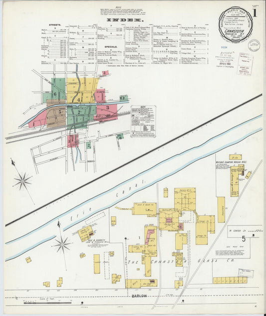 Sanborn Fire Insurance Map from Canastota, Madison County, New York (1900), Sheet #0001 - Historic Sanborn Fire Insurance Map Print, vintage old map wall art, antique decor, genealogy gift, New York New York map