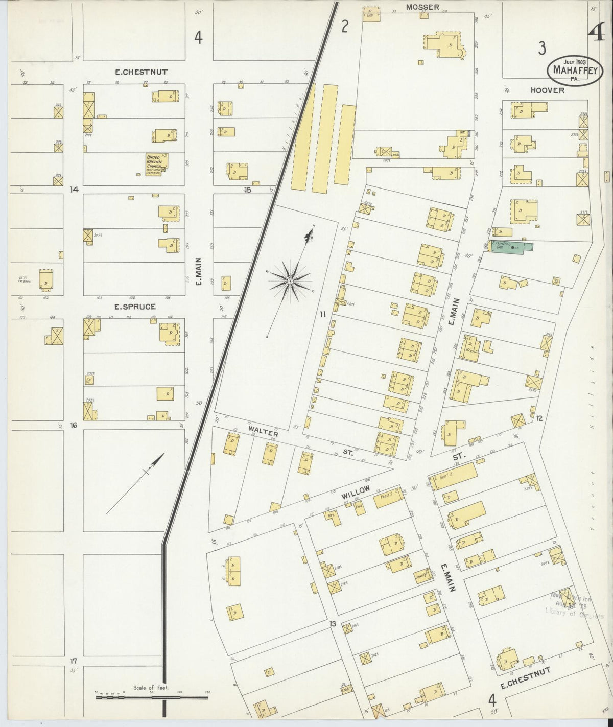 Sanborn Fire Insurance Map from Mahaffly, Clearfield County, Pennsylvania (1903), Sheet #0004 - Historic Sanborn Fire Insurance Map Print, vintage old map wall art, antique decor, genealogy gift, Pennsylvania Pennsylvania map