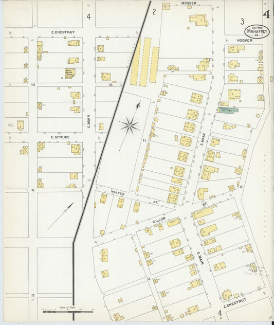 Sanborn Fire Insurance Map from Mahaffly, Clearfield County, Pennsylvania (1903), Sheet #0004 - Historic Sanborn Fire Insurance Map Print, vintage old map wall art, antique decor, genealogy gift, Pennsylvania Pennsylvania map