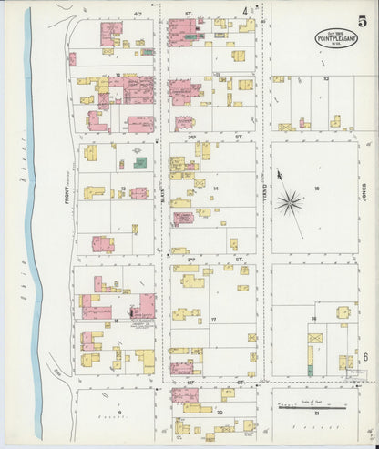 Sanborn Fire Insurance Map from Point Pleasant, Mason County, West Virginia (1905), Sheet #0005 - Complete Map Set gallery image, historic Sanborn map, vintage wall art, West Virginia West Virginia