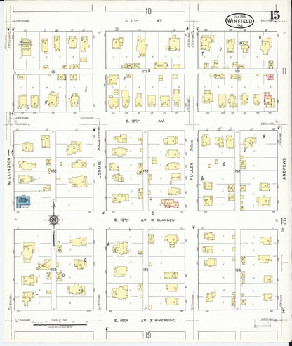 Sanborn Fire Insurance Map from Winfield, Cowley County, Kansas (1918), Sheet #0015 - Complete Map Set gallery image, historic Sanborn map, vintage wall art, Kansas Kansas
