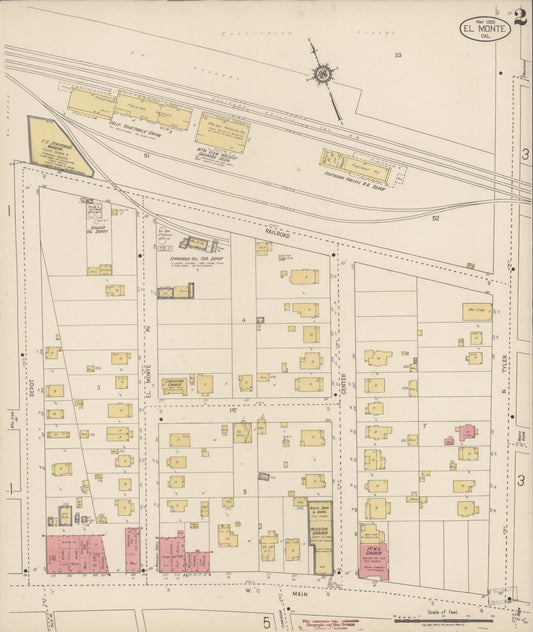 Sanborn Fire Insurance Map from El Monte, Los Angeles County, California (1920), Sheet #0002 - Historic Sanborn Fire Insurance Map Print, vintage old map wall art, antique decor, genealogy gift, California California map