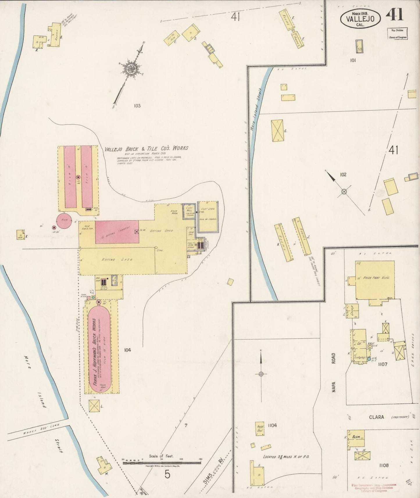 Sanborn Fire Insurance Map from Vallejo, Solano County, California (1919), Sheet #0041 - Complete Map Set gallery image, historic Sanborn map, vintage wall art, California California