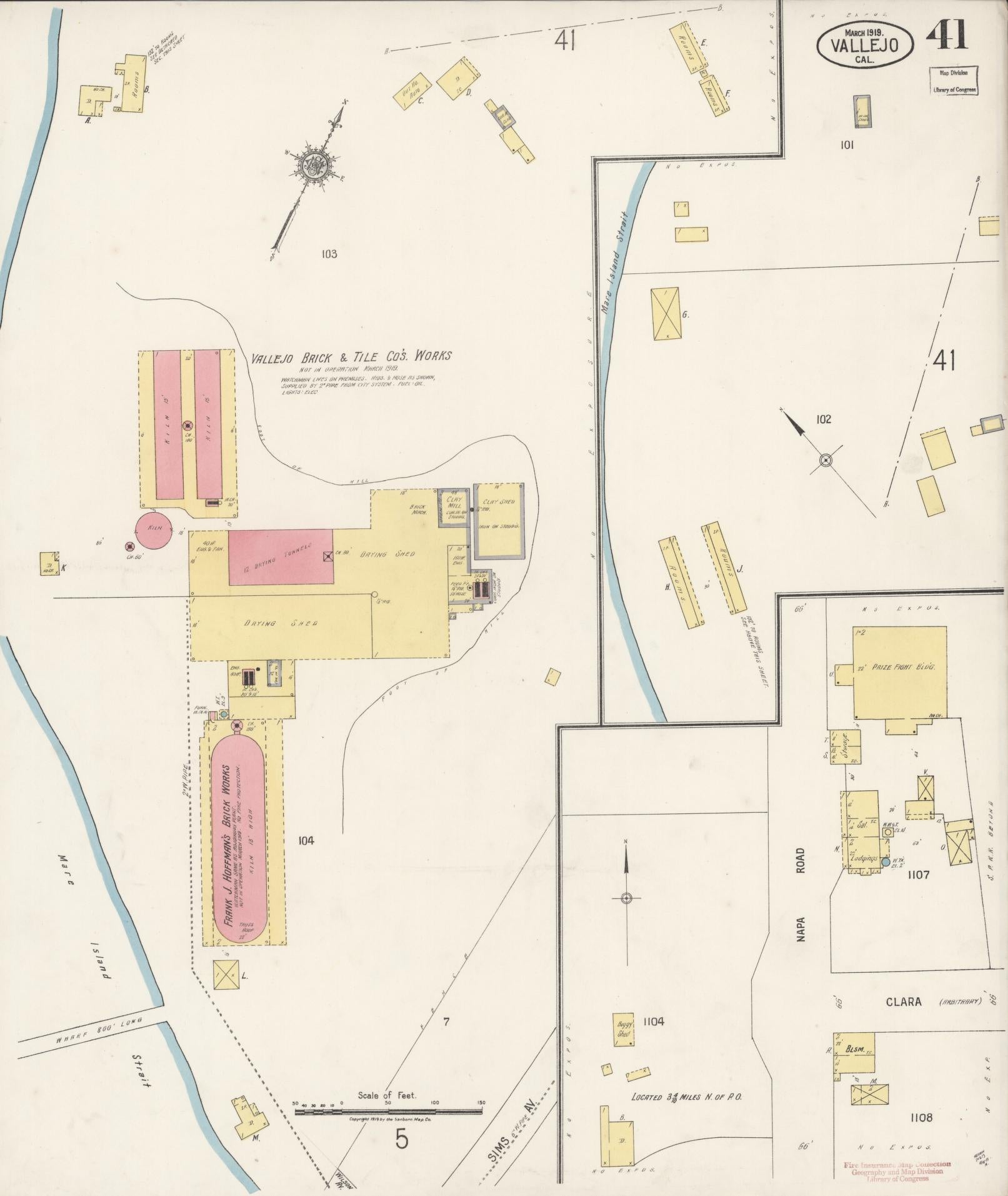 Sanborn Fire Insurance Map from Vallejo, Solano County, California (1919), Sheet #0041 - Complete Map Set gallery image, historic Sanborn map, vintage wall art, California California