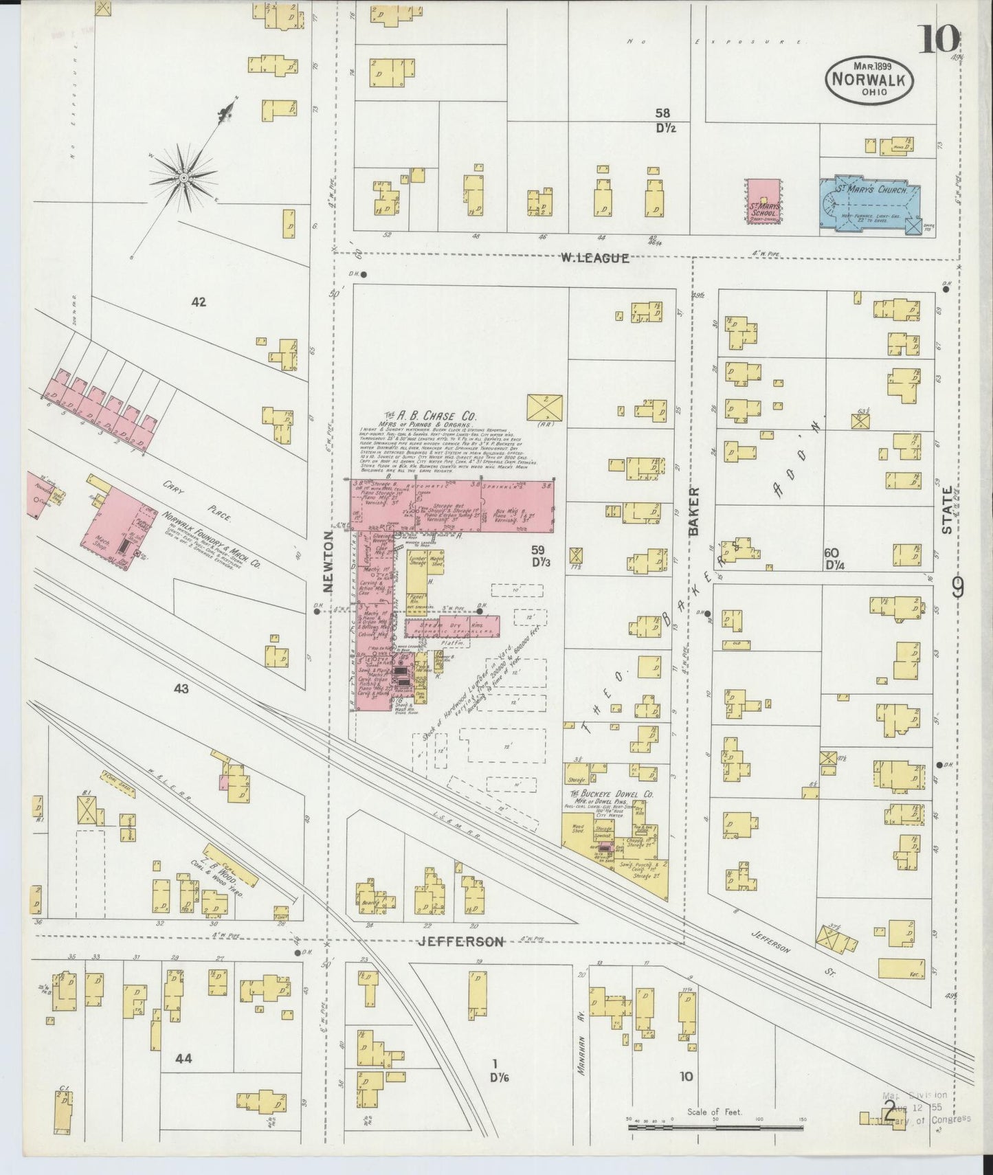 Sanborn Fire Insurance Map from Norwalk, Huron County, Ohio (1899), Sheet #0010 - Historic Sanborn Fire Insurance Map Print, vintage old map wall art, antique decor, genealogy gift, Ohio Ohio map