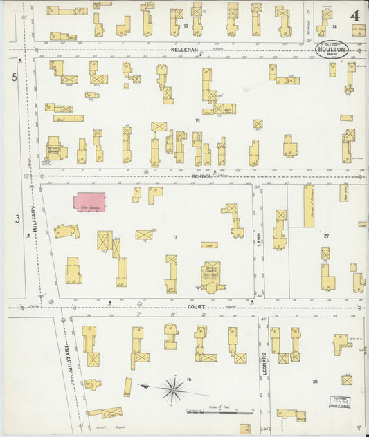 Sanborn Fire Insurance Map from Houlton, Aroostook County, Maine (1900), Sheet #0004 - Historic Sanborn Fire Insurance Map Print, vintage old map wall art, antique decor, genealogy gift, Maine Maine map