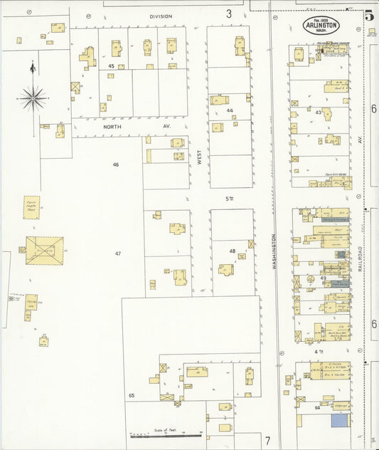 Sanborn Fire Insurance Map from Arlington, Snohomish County, Washington (1909), Sheet #0005 - Historic Sanborn Fire Insurance Map Print, vintage old map wall art, antique decor, genealogy gift, Washington Washington map