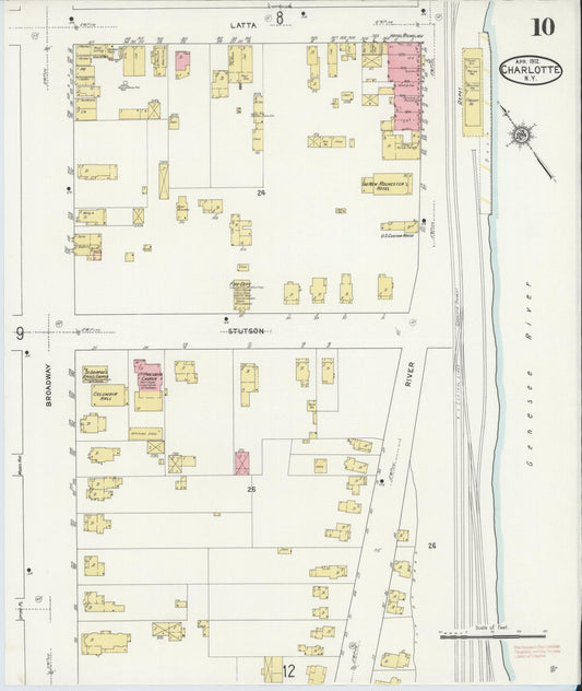 Sanborn Fire Insurance Map from Charlotte, Monroe County, New York (1912), Sheet #0010 - Historic Sanborn Fire Insurance Map Print, vintage old map wall art, antique decor, genealogy gift, New York New York map