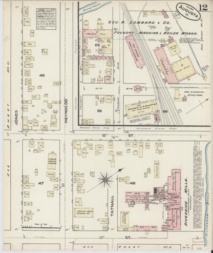 Sanborn Fire Insurance Map from Augusta, Richmond County, Georgia (1884), Sheet #0012 - Complete Map Set gallery image, historic Sanborn map, vintage wall art, Georgia Georgia