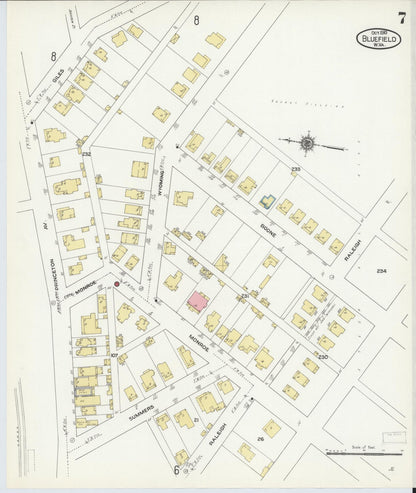 Sanborn Fire Insurance Map from Bluefield, Mercer County, West Virginia (1910), Sheet #0007 - Complete Map Set gallery image, historic Sanborn map, vintage wall art, West Virginia West Virginia