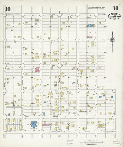 Sanborn Fire Insurance Map from Lake Worth, Palm Beach County, Florida (1924), Sheet #0010 - Complete Map Set gallery image, historic Sanborn map, vintage wall art, Florida Florida