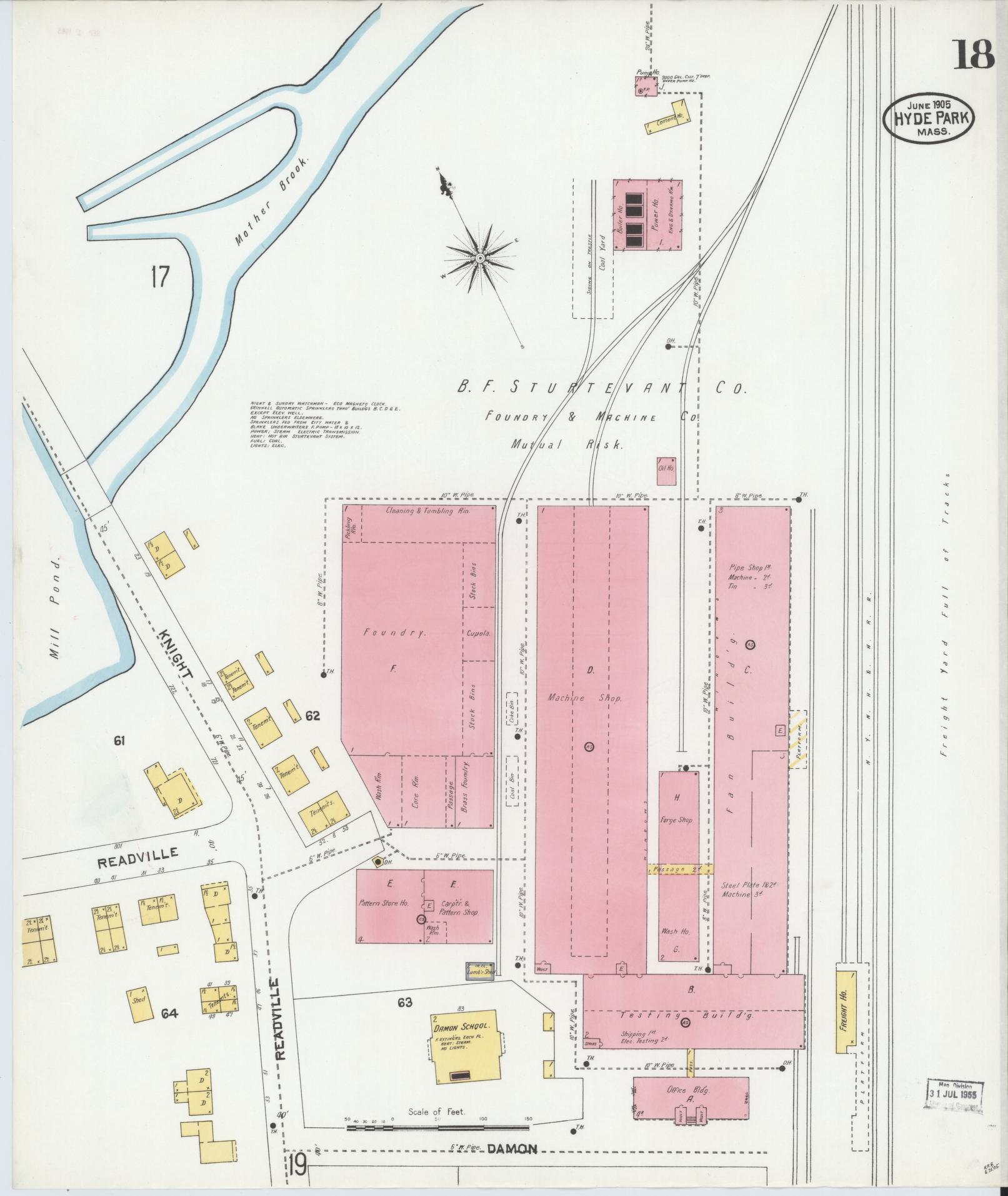 Sanborn Fire Insurance Map from Hyde Park, Norfolk County, Massachusetts (1905), Sheet #0018 - Complete Map Set gallery image, historic Sanborn map, vintage wall art, Massachusetts Massachusetts
