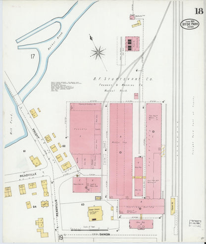 Sanborn Fire Insurance Map from Hyde Park, Norfolk County, Massachusetts (1905), Sheet #0018 - Complete Map Set gallery image, historic Sanborn map, vintage wall art, Massachusetts Massachusetts