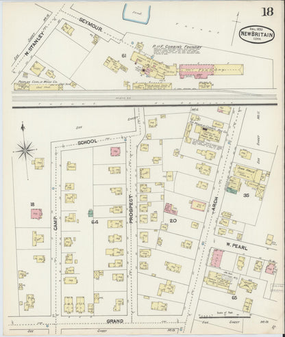 Sanborn Fire Insurance Map from New Britain, Hartford County, Connecticut (1890), Sheet #0018 - Complete Map Set gallery image, historic Sanborn map, vintage wall art, Connecticut Connecticut