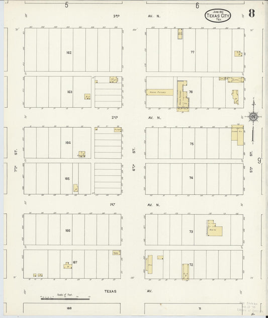 Sanborn Fire Insurance Map from Texas City, Galveston County, Texas (1912), Sheet #0008 - Historic Sanborn Fire Insurance Map Print, vintage old map wall art, antique decor, genealogy gift, Texas Texas map