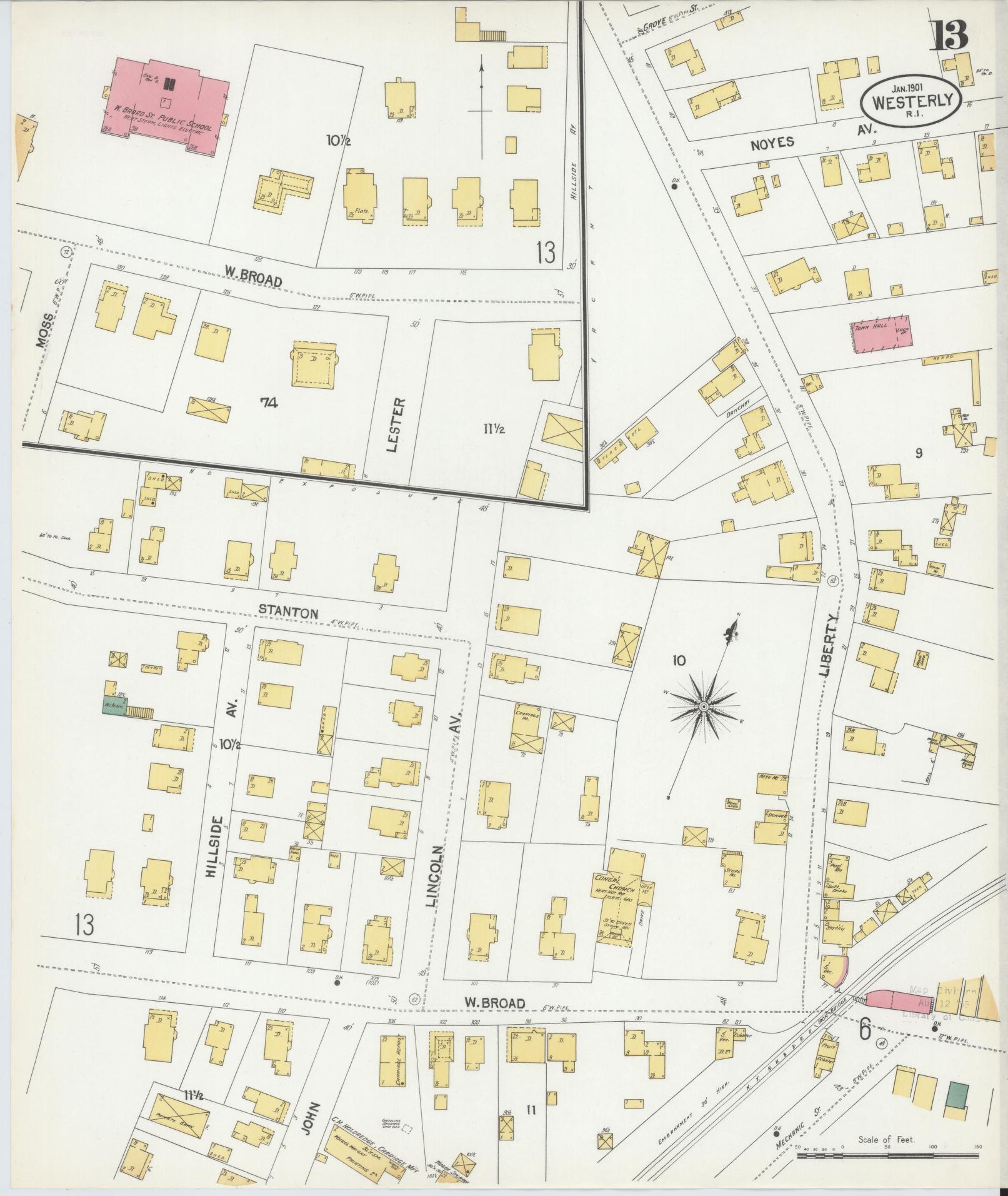 Sanborn Fire Insurance Map from Westerly, Washington County, Rhode Island (1902), Sheet #0013 - Complete Map Set gallery image, historic Sanborn map, vintage wall art, Rhode Island Rhode Island