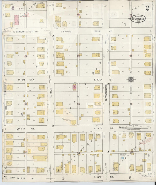 Sanborn Fire Insurance Map from Bicknell, Knox County, Indiana (1946), Sheet #0002 - Historic Sanborn Fire Insurance Map Print, vintage old map wall art, antique decor, genealogy gift, Indiana Indiana map