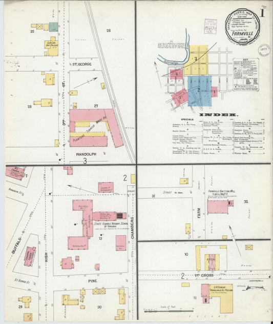Sanborn Fire Insurance Map from Farmville, Prince Edward County, Virginia. (1901) – Historic Sanborn Fire Insurance Map Print