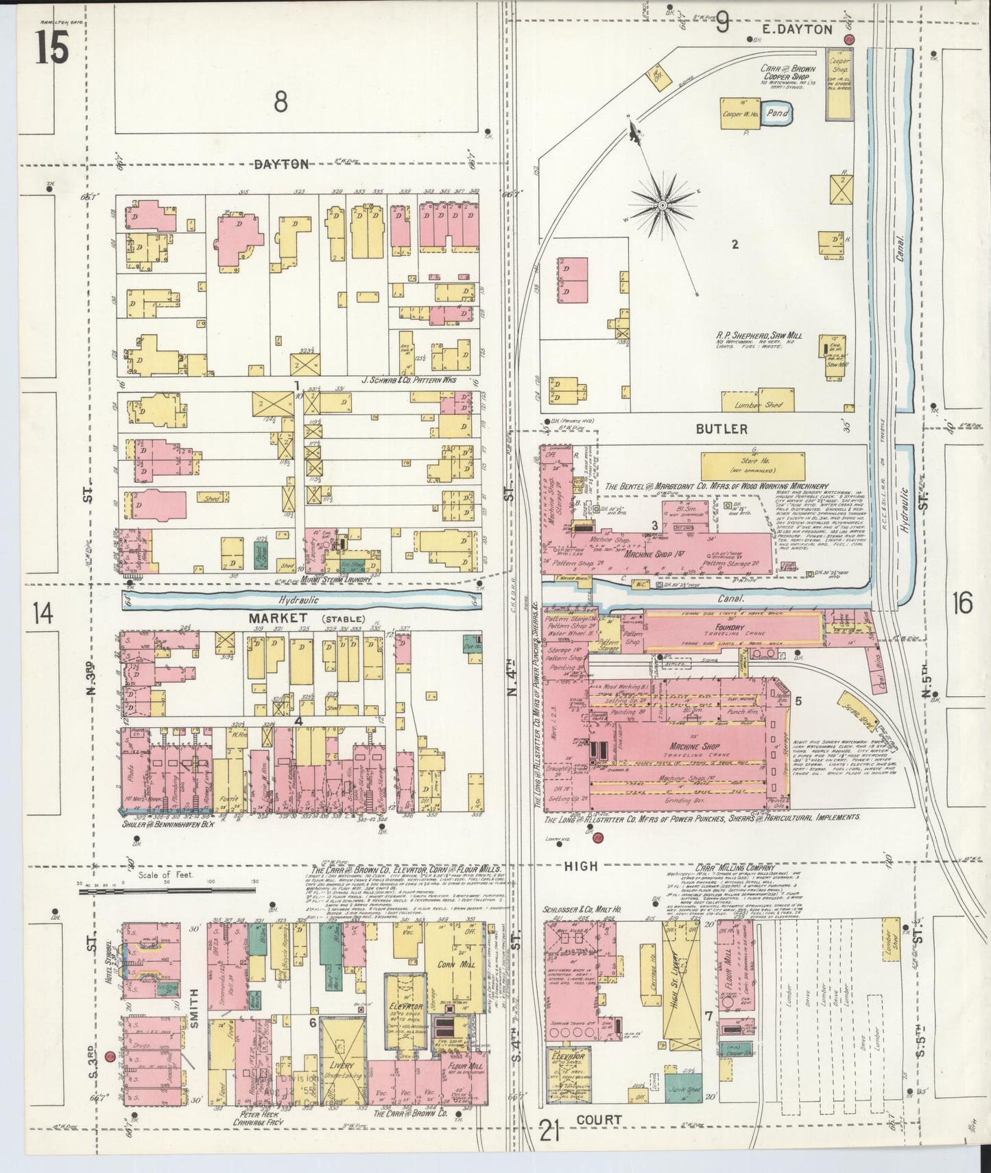 Sanborn Fire Insurance Map from Hamilton, Butler County, Ohio (1899), Sheet #0015 - Historic Sanborn Fire Insurance Map Print, vintage old map wall art, antique decor, genealogy gift, Ohio Ohio map