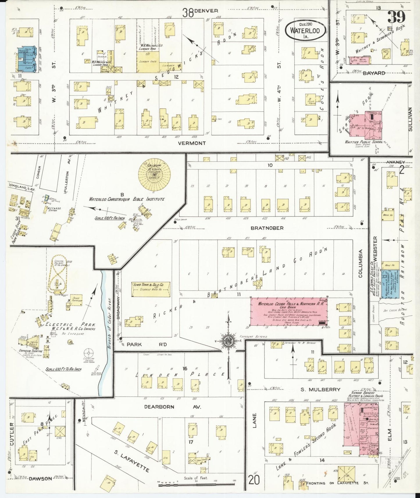 Sanborn Fire Insurance Map from Waterloo, Black Hawk County, Iowa (1910), Sheet #0039 - Historic Sanborn Fire Insurance Map Print