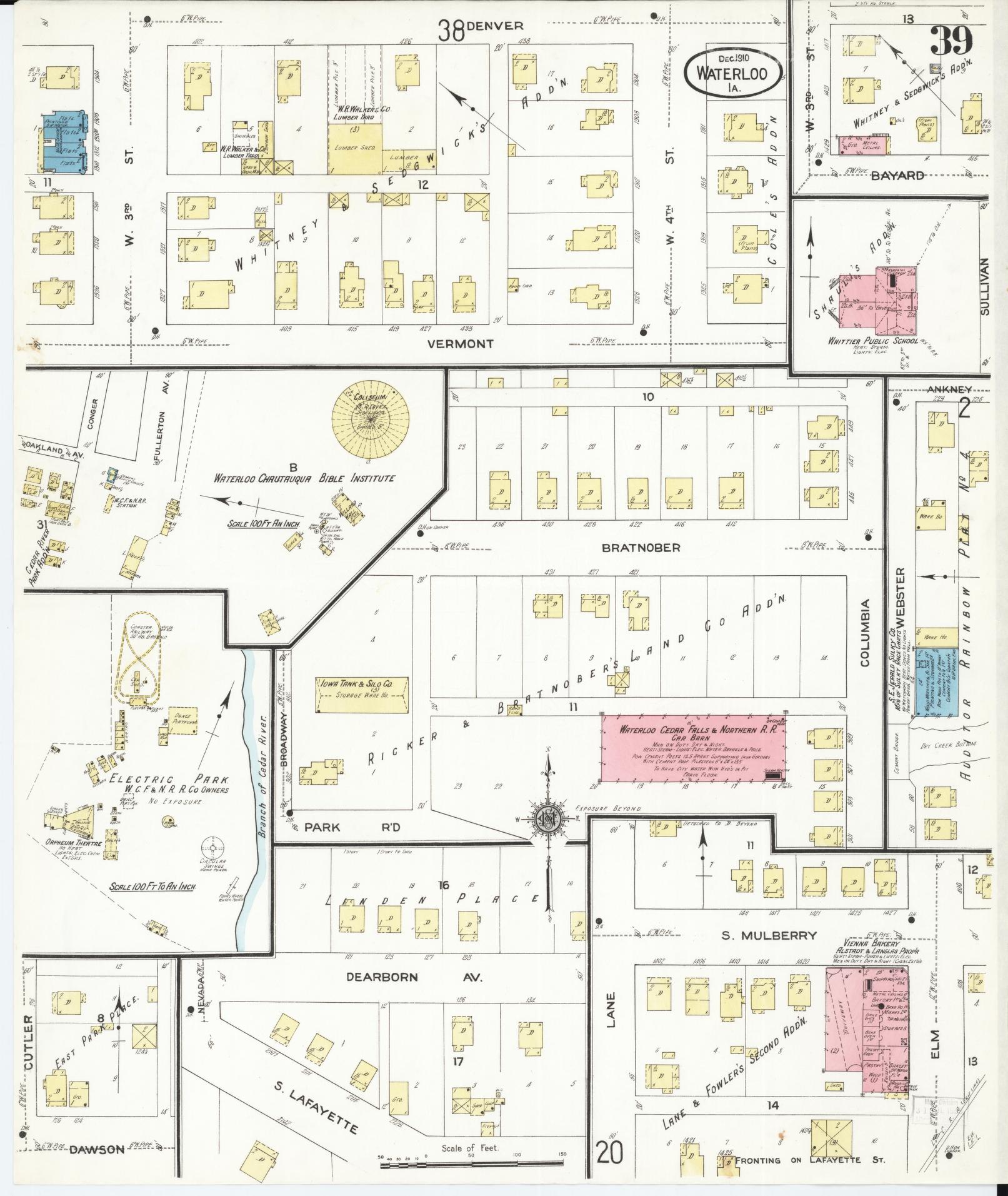 Sanborn Fire Insurance Map from Waterloo, Black Hawk County, Iowa (1910), Sheet #0039 - Historic Sanborn Fire Insurance Map Print