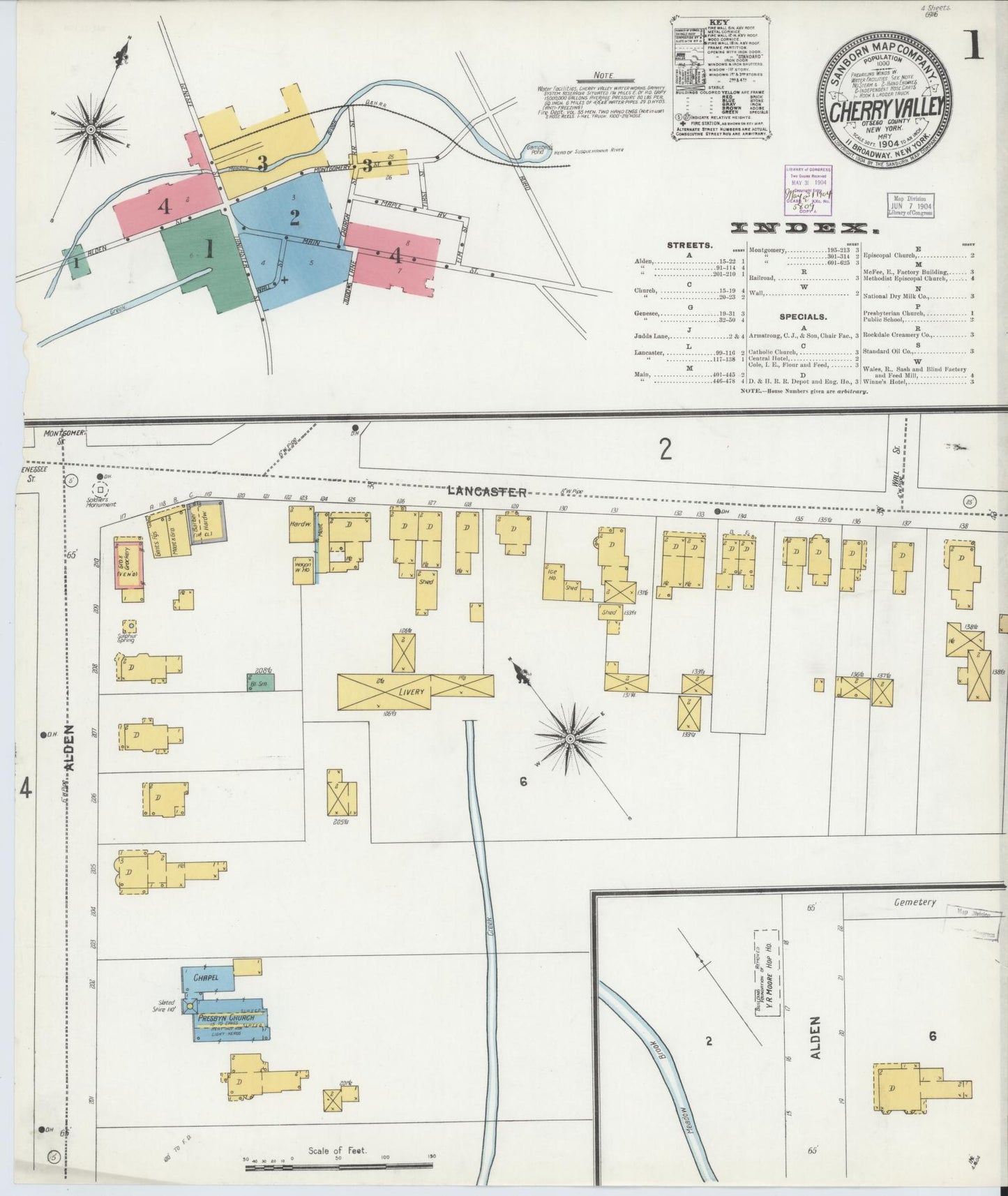 Sanborn Fire Insurance Map from Cherry Valley, Otsego County, New York. (1904) – Historic Sanborn Fire Insurance Map Print