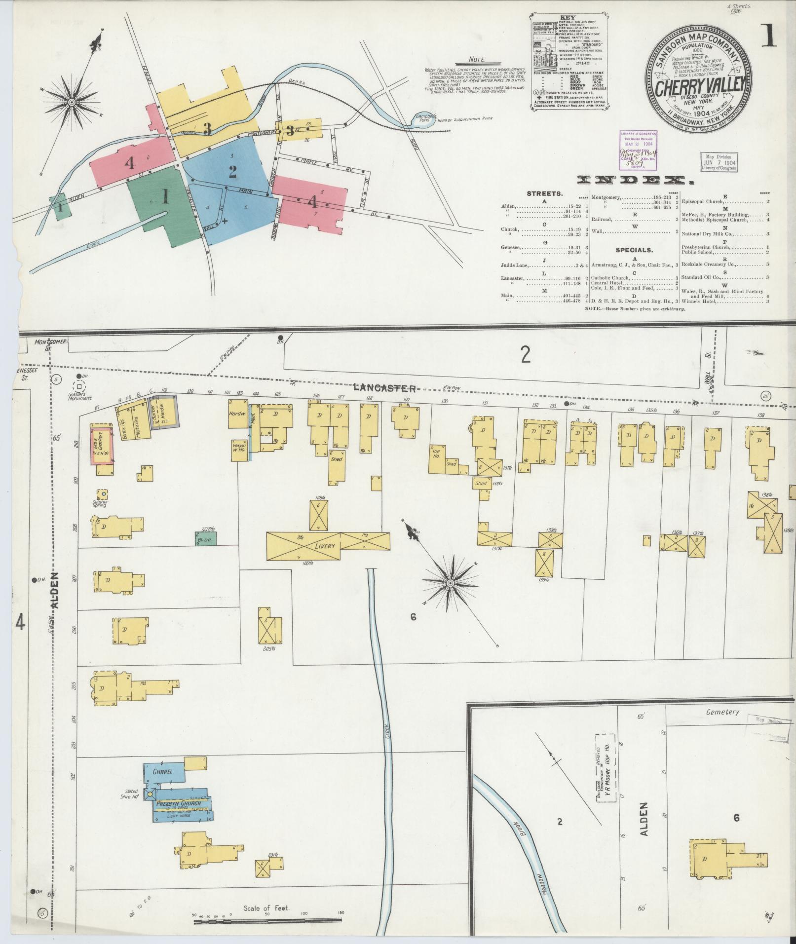 Sanborn Fire Insurance Map from Cherry Valley, Otsego County, New York. (1904) – Historic Sanborn Fire Insurance Map Print