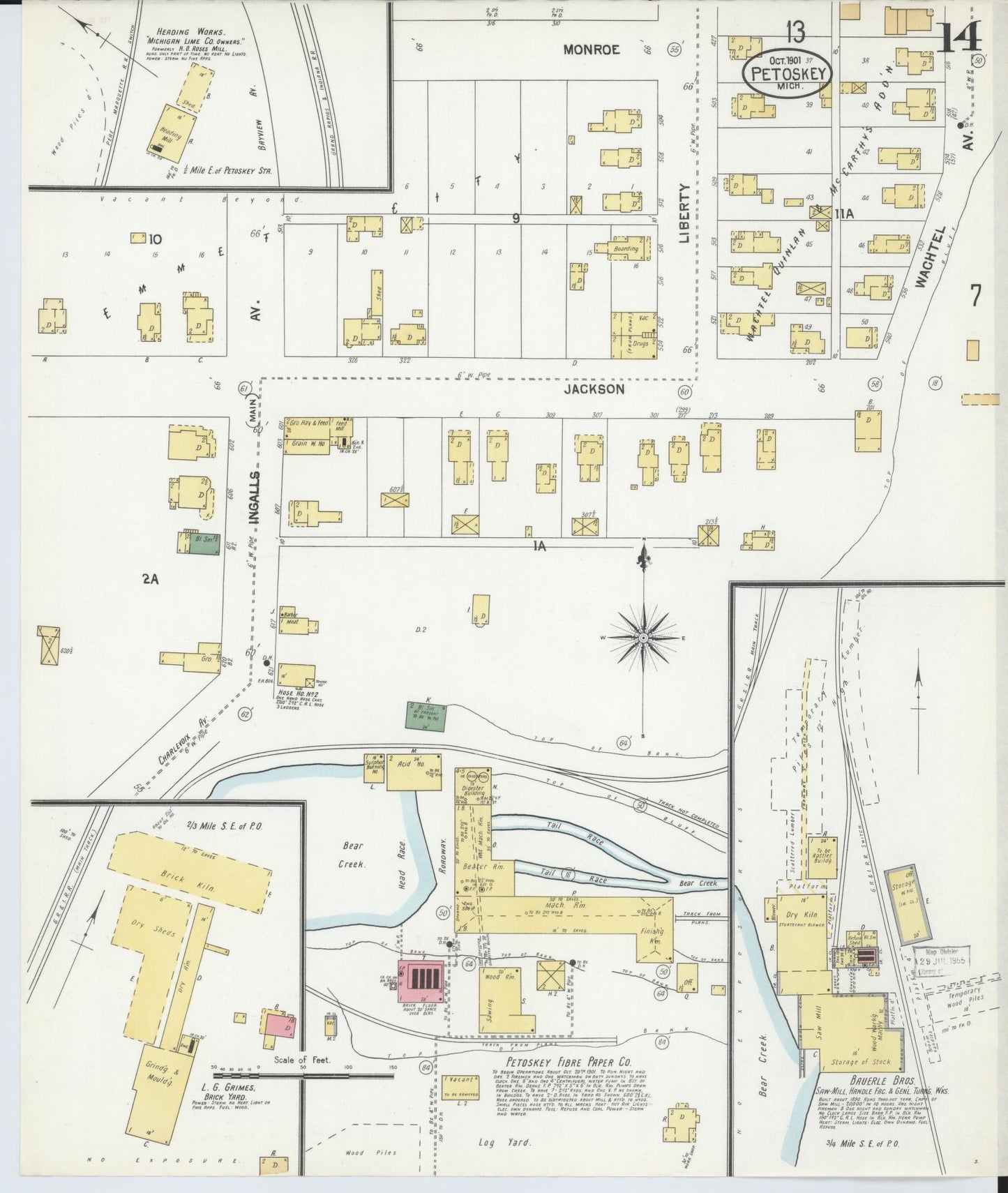 Sanborn Fire Insurance Map from Petoskey, Emmet County, Michigan (1901), Sheet #0014 - Complete Map Set gallery image, historic Sanborn map, vintage wall art, Michigan Michigan