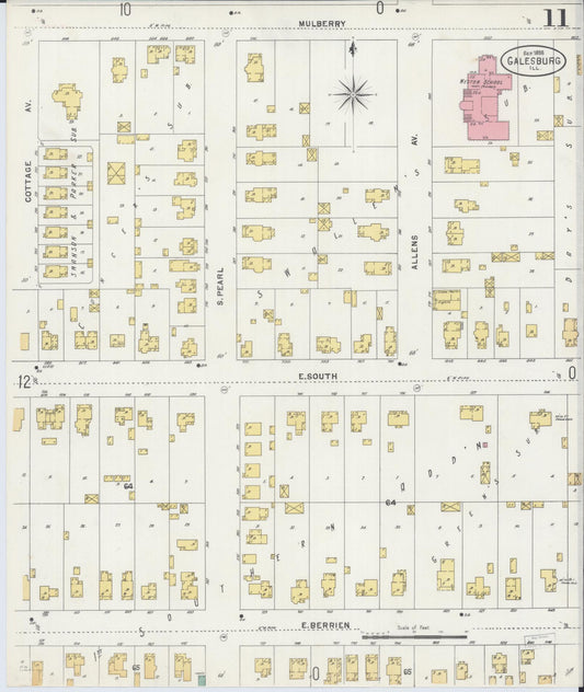 Sanborn Fire Insurance Map from Galesburg, Knox County, Illinois (1898), Sheet #0011 - Historic Sanborn Fire Insurance Map Print, vintage old map wall art, antique decor, genealogy gift, Illinois Illinois map