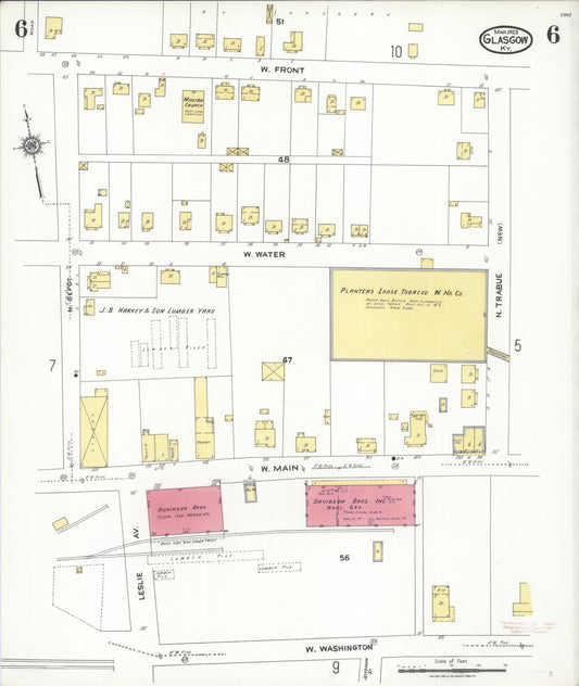 Sanborn Fire Insurance Map from Glasgow, Barren County, Kentucky (1923), Sheet #0006 - Historic Sanborn Fire Insurance Map Print, vintage old map wall art, antique decor, genealogy gift, Kentucky Kentucky map