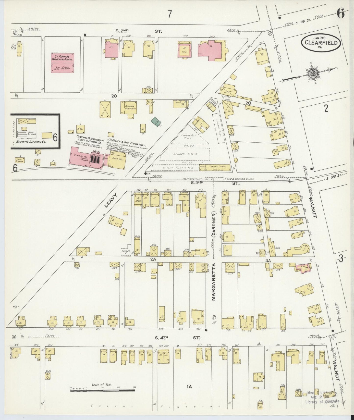 Sanborn Fire Insurance Map from Clearfield, Clearfield County, Pennsylvania (1911), Sheet #0006 - Historic Sanborn Fire Insurance Map Print, vintage old map wall art, antique decor, genealogy gift, Pennsylvania Pennsylvania map