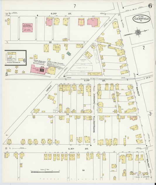Sanborn Fire Insurance Map from Clearfield, Clearfield County, Pennsylvania (1911), Sheet #0006 - Historic Sanborn Fire Insurance Map Print, vintage old map wall art, antique decor, genealogy gift, Pennsylvania Pennsylvania map