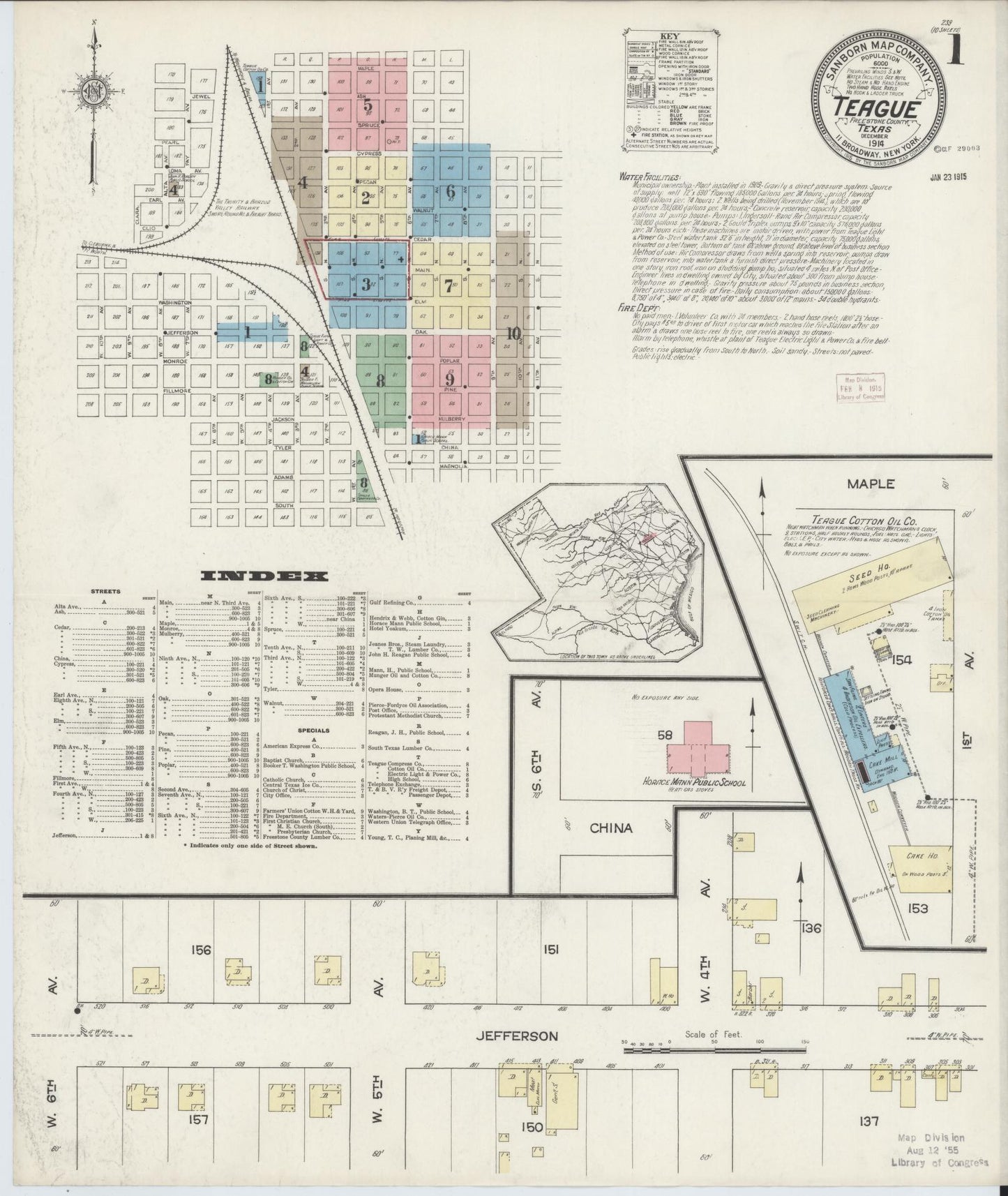 Sanborn Fire Insurance Map from Teague, Freestone County, Texas. (1914) – Historic Sanborn Fire Insurance Map Print