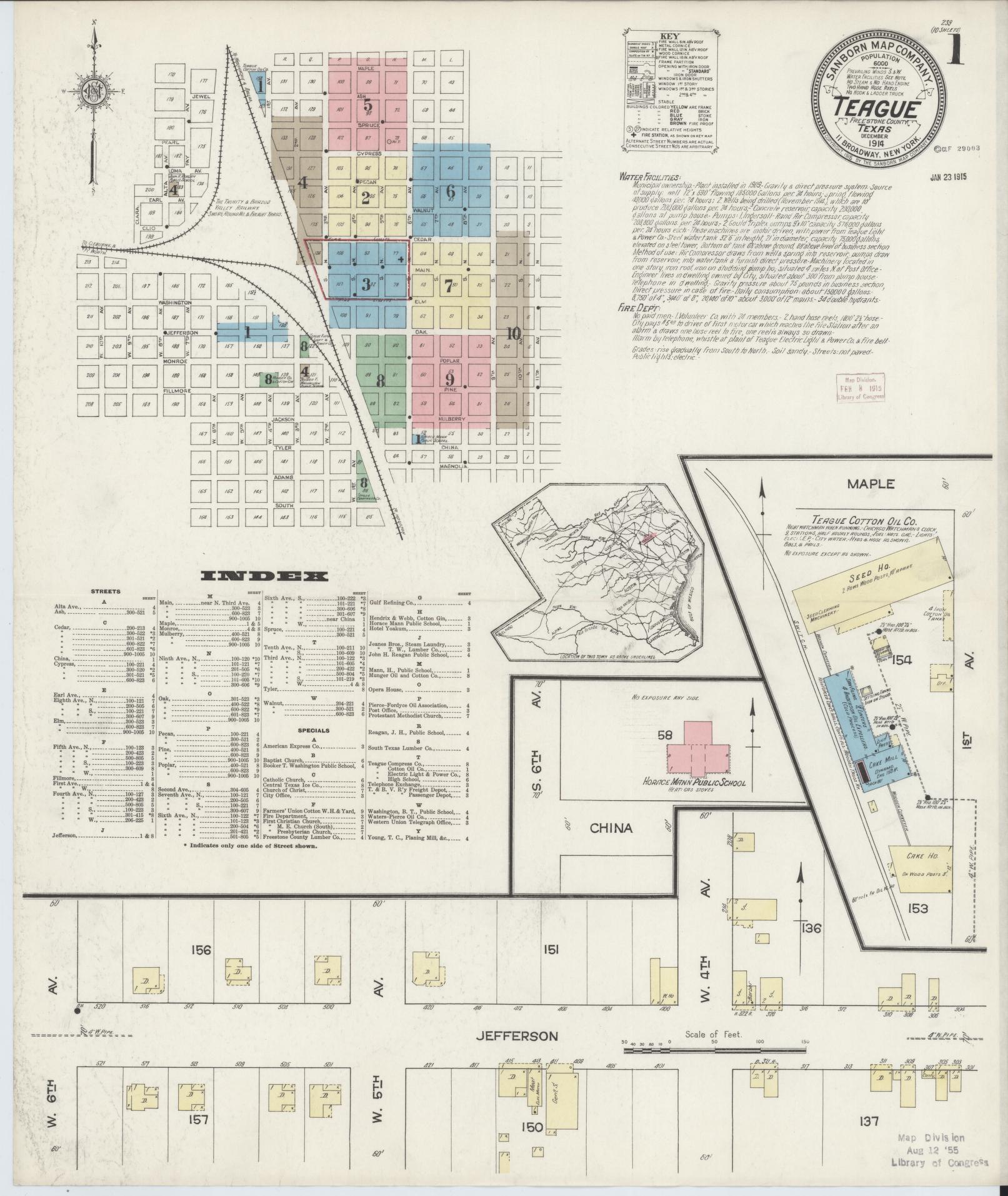 Sanborn Fire Insurance Map from Teague, Freestone County, Texas. (1914) – Historic Sanborn Fire Insurance Map Print