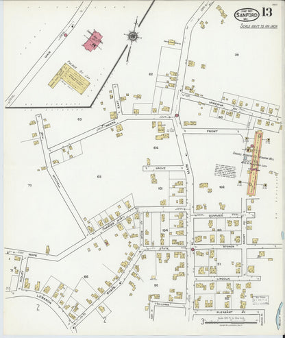 Sanborn Fire Insurance Map from Sanford, York County, Maine (1921), Sheet #0013 - Complete Map Set gallery image, historic Sanborn map, vintage wall art, Maine Maine