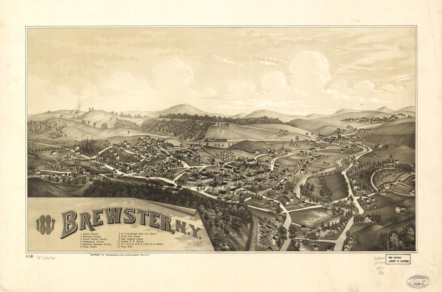 1887 Brewster, N.Y. (1887) – Historic Bird’s-Eye View Panorama Print